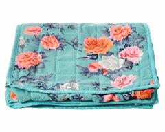 Kuber Industries Flower Printed Foldable Cotton Undergarments, Clothes Organizer/Storage Bag With 2 Tranasparent Compartment (Green)-50KM01817