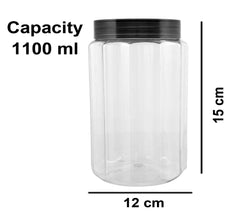 Heart Home Opal Plastic Airtight Pet Jar Container Set (Set of 6,1100 ml, Grey)-HEARTK11008