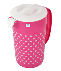 Heart Home Dot Printed Plastic 6 Tumblers with Jug & Tray Set, Set of 8 (Green)-HS42HEARTH25100
