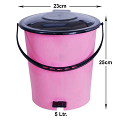 Heart Home Pedal Dustbin|Plastic Pedal Dustbin|Kitchen Waste Paper Bin|Dustbin for Bedroom|5 Liter Dustbin (Pink)