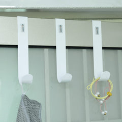 Kuber Industries Cloth Hanger|Wall Mounted Towel Hanger|Multipurpose Cloth & Towel Holder|Iron Spray Material|Easy Installation|Interchangeable Over The Door Hook | Pack of 6 |White