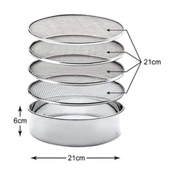 Heart Home Stainless Steel 4 in 1 Interchangeable Sieve Chalni for Flour, Spices, Maida, Food Strainer (Silver)