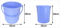 Kuber Industries 2 Pieces Plastic Bucket & Dustbin Set (Blue)