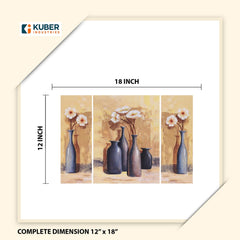 Heart Home Wall Paintings | MDF Wooden Wall Art for Living Room |Wall Sculpture | Bottle Vases Painting for Bedroom | Office | Hotels | Gift | 1218KIF1 |6 Piece Set| Cream