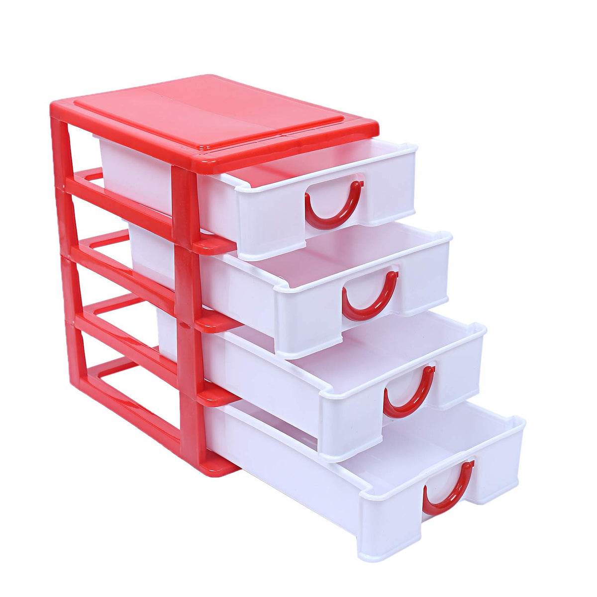 Kuber Industries 4 Layer Storage Drawer, Red, Standard, 5.51 x 7.08 x 7.87 inches (CTKTC013098)
