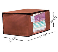 Kuber Industries 9 Piece Non Woven Fabric Saree Cover Set with Transparent Window, Extra Large, Dark Brown-CTKTC23772