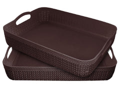 Heart Home Q-3 Designer Plastic Storage Basket For Store Fruits, Vegetables, Magazines, Cosmetics, Stationary Pack of 2 (Green)-50HH01476