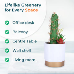 Kuber Industries Artificial Plants for Home Décor|Natural Looking Indoor Fake Plants with Pot|Artificial Flowers for Decoration (Green)