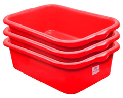 Heart Home Multiuses Rectangular Plastic Extra Large Tray, Organizer Pack of 3 (Red)