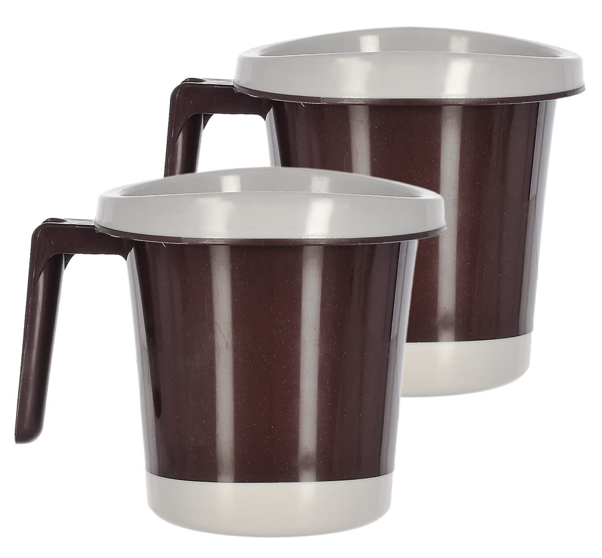 Kuber Industries Multiuses Lightweight, Unbreakable Plastic Bathroom Mug 1 Litre Pack of 2 (Brown)-46KM0266