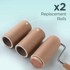 Urbane Home Lint Roller | Wooden Lint Remover for Clothes | Pet Hair Roller | Sticky Lint Remover | 2 Roller + 4 Replacement Rolls -Total 360 Sheets | Pack of 2 | Brown