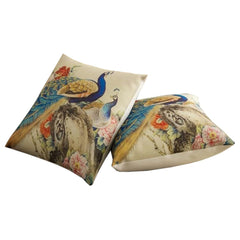 Heart Home Cushion Cover|Sofa Cushion Covers|Peacock Print Sitting Cushion Cover|Polyester Cushion Filler|16x16 Inch|Set of 5 (Multicolor)