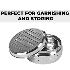 Kuber Industries Stainless Steel Grater with Storage & Set of 2 Lunch Boxes(250ML & 400ML) |Stainless Steel, Multifunctional Use & Refrigerator Safe