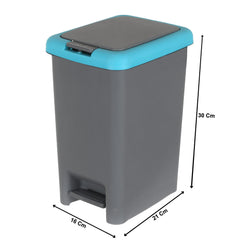 Kuber Industries 6.5 Ltr Plastic Push & Pedale Dustbin For Home, Kitchen, Office And Bathroom Garbage With Lid,Set of 2 (Grey & Blue)