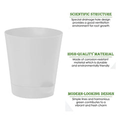 Heart Home Plastic Titan Pot|Garden Container for Plants & Flowers|Self-Watering Pot with Drainage Holes,6 Inch,Pack of 3 (White)