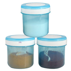 Heart Home Containers Set for Kitchen|BPA-Free Plastic 350 ML Storage Containers Set with Spoon for Kitchen Set of 3 (Sky Blue)