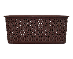 Heart Home Multipurposes Large M 20 Plastic Basket, Organizer For Kitchen, Countertops, Cabinets, Bathrooms Without Lid- Pack of 3 (Brown & Grey & Brown) -46HH0106