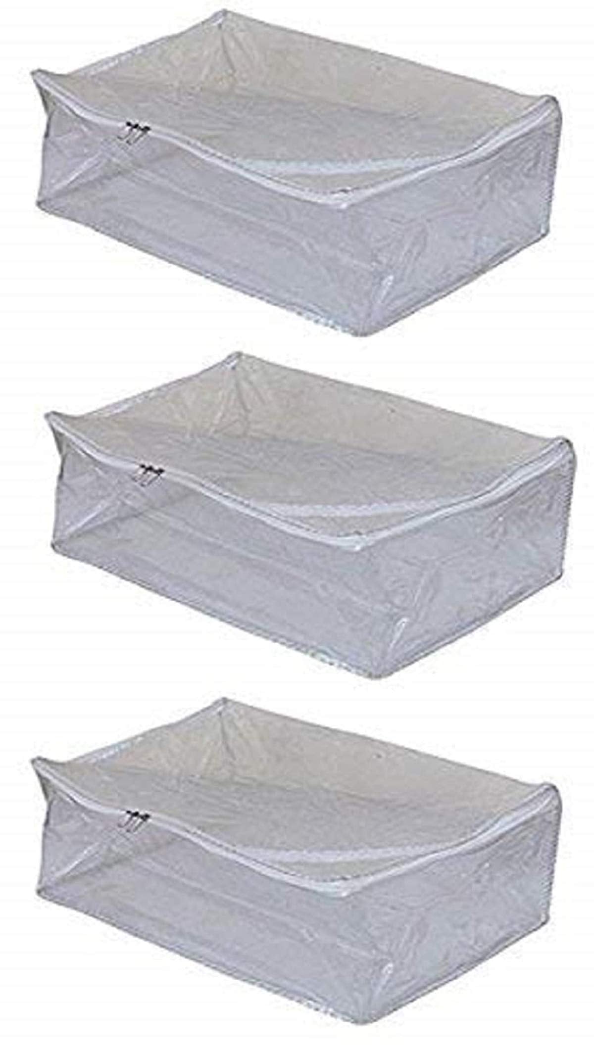 Kuber Industries 3 Piece PVC Saree Cover (White)