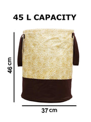 Kuber Industries Metalic Printed 2 Pieces Waterproof Canvas Laundry Bag, Toy Storage, Laundry Basket Organizer 45 L (Brown) -KUBMART2742