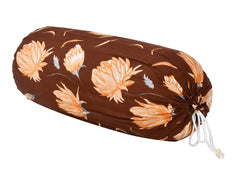 Heart Home Flower Printed Soft & Luxurious Decorative Cotton Bolster Cover- Set of 4, 16"x32" (Brown)-44HH0138