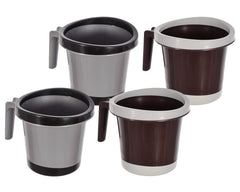 Kuber Industries Plastic Bathroom Mug 1 Litre Pack of 4 (Black & Brown)-46KM0283, Standard