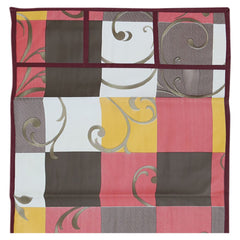 Kuber Industries Check Print PVC Fridge Top Cover, Protect for Scratches with 6 Utility Side Pockets (Multicolour)