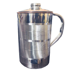 Kuber Industries Stainless Steel Jug, 2.5 Litre, Silver,Standard,Jugcopper02