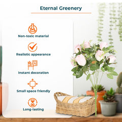 Kuber Industries Artificial Flowers for Home Décor|Natural Looking Indoor Fake Flowers for Vase|Artificial Flowers for Decoration|Without Basket (Pink)