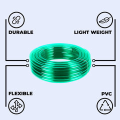 Kuber Industries PVC Water Pipe 15 Meter|Multi-Utility Water Pipe for Garden, Car Cleaning & Pet Cleaning|Light Weight & Flexible Hose Pipe for Gardening|Green |