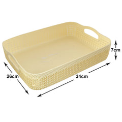 Heart Home Q-4 Multiuses Designer Unbreakable Plastic Storage Basket/Organizer/Bin For Home, Kitchen, Bathroom, Office Use Pack of 4 (Blue & White)-50HH01611