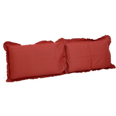 Kuber Industries Embroidered 2 Piece Cotton Pillow Cover Set with Frill Flange - 18" x 27", Maroon