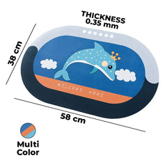 Kuber Industries Stylish Beautiful Dolphin Bathroom Mat, Door Mat, Floor Mat, Bath Mat , Doormat , Bathroom Carpet | Non Slip mat for Bathroom Cushion Mat Super Absorbent Soft Carpet, Quick Dry Dirt Barrier for Home & Office |38 x 58 cm,Multicolor