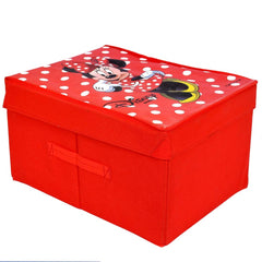 Kuber Industries Disney Minnie Print Non Woven Fabric Foldable Saree Cover Storage Organizer Box with with Lid, Extra Large (Red, Standard)