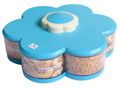 Heart Home Flower Design ABS Plastic Multipurposes 6 Pcs Transparent Container Box for Dry Fruits, Masala/Spices, Mouth Freshners, Chocolates (Blue)