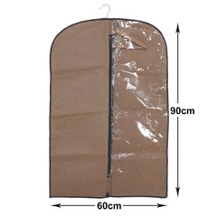 Heart Home Embossed Coat Cover|Non Woven Foldable Hanging Blazer Cover|Half Transparent Wardrobe Organizer Pack of 12 (Coffee)