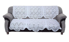 Kuber Industries Cotton 5 Seater Sofa Cover with Center Table Cover, 70" x 29", 7 Piece, White