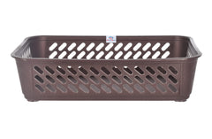 Heart Home Multiuses Super Tidy Plastic Tray/Basket/Organizer- Pack of 3 (Brown & Grey & Brown) -46HH0585