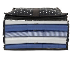 Heart Home Dot Print Cotton Shirt Cover/Clothing Organizer/Wardrobe Organizer For Home, Traveling (Black) 54HH4180.