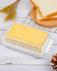 Heart Home Butter Box|Plastic Butter Keeper for Refrigerator|Butter Storage Box with Cutting Guide|Butter Dish with Lid for Countertop (White)