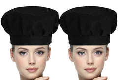 Heart Home Cotton Chef Cap/Hat for Cooking, Baking, Party Favors, Home Kitchen, Restaurant- Pack of 2 (Black)-50HH01044