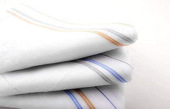 Kuber Industries Lining Design Men's Handkerchiefs|100% Pure Cotton & Pocket Square Hankies|Classic Plaid Pattern Perfect for Gift, Set of 3 (White)