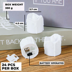 Urbane Home LED Candles for Home Decoration |Battey Operated |Flameless Yellow Light |Safe & Easy to Maintain |Diwali Lights for Home Decoration|B0-001,Pack of 24,(White)