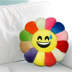 Kuber Industries Emoji Smiley Velvet Cushion - 15.7"x15.7", Multicolour