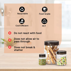 Kuber Industries Set of 12 Plastic Container Set | 1000ml, 500ml, 200ml I PET, Food Grade Plastic, 100% BPA Free | Airtight Container Set for Kitchen Storage |Small to Large, Transparent
