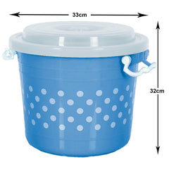 Heart Home Dot Printed Multiuses Plastic Kitchen & Pantry Storage Container with Lock Handle & Lid, 16 Liter (Blue)-47HH01133