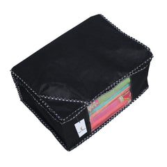 Kuber Industries 2 Piece Non Woven Designer Saree Cover/Saree Bag/Storage Bag, 9 inch, Black