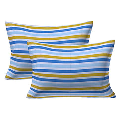 Homestic Micro 130 GSM Double Bedsheet with 2 Pillow Cover (Blue & Yellow)