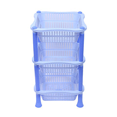 Kuber industries Plastic 2 Pieces 3 Layer Multi-Purpose Kitchen Storage Basket Rack (Blue)-CTKTC25229