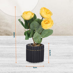 Kuber Industries Artificial Plants for Home Décor|Natural Looking Indoor Fake Plants with Pot|Artificial Flowers for Decoration (Yellow)