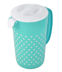 Kuber Industries Dot Printed Plastic Water & Juice Jug, Drinking Beverage Jug,with Lid for Daily Uses, 2.4 LTR (Green)-HS42KUBMART25214, Pack of 1